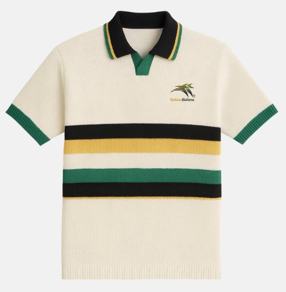 Official SA Legacy Threads™ BAFANA BAFANA YARN DYE STRIPE S/S KNITWEAR POLO- IVORY