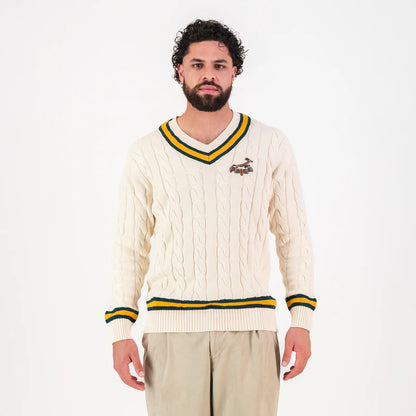 Official SA Legacy Threads™ Springboks 95 LS V-neck Knit-Ivory