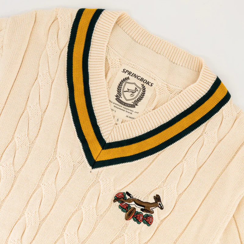 Official SA Legacy Threads™ Springboks 95 LS V-neck Knit-Ivory