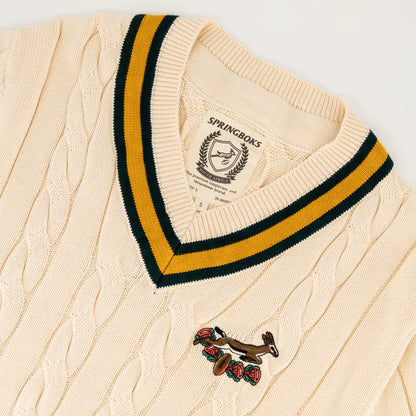 Official SA Legacy Threads™ Springboks 95 LS V-neck Knit-Ivory