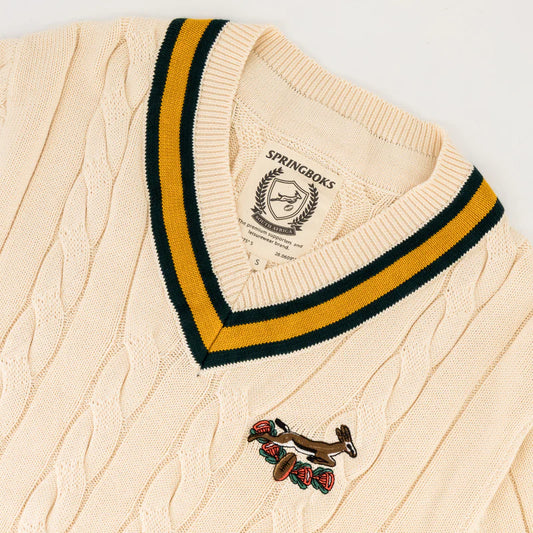 Official SA Legacy Threads™ Springboks 95 LS V-neck Knit-Ivory