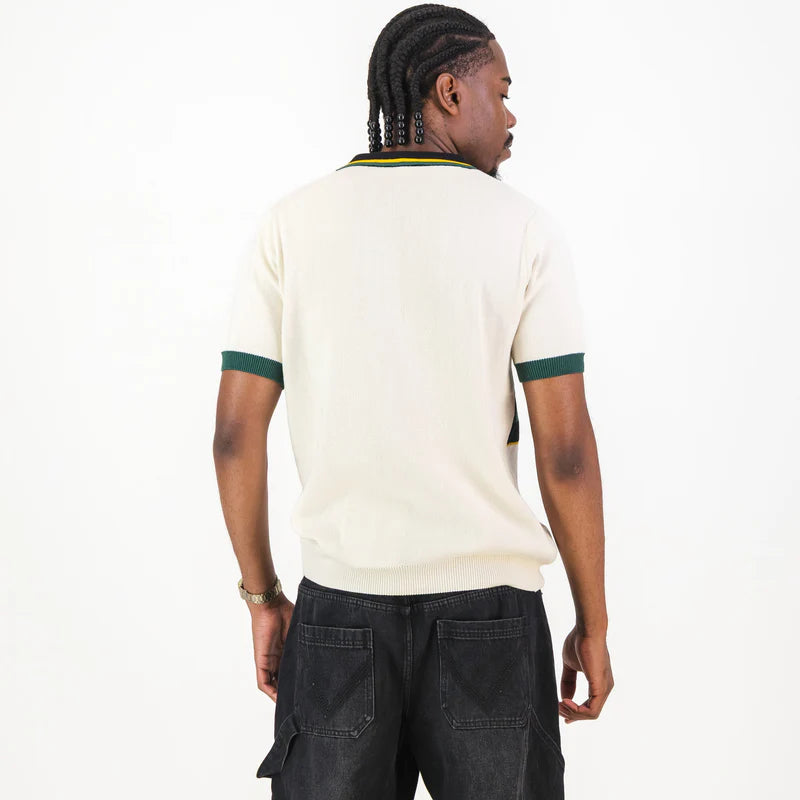 Official SA Legacy Threads™ BAFANA BAFANA YARN DYE STRIPE S/S KNITWEAR POLO- IVORY