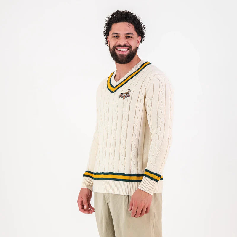 Official SA Legacy Threads™ Springboks 95 LS V-neck Knit-Ivory
