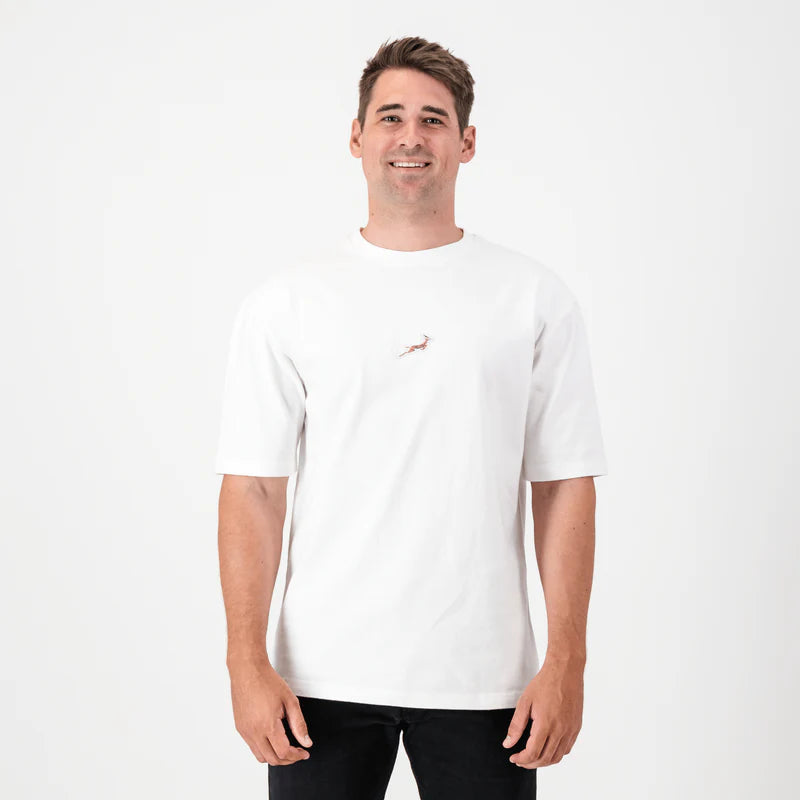 Official SA Legacy Threads™ Springboks Pop Badge Boxy Crew Tee-White